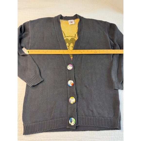VTG Mickey & Co Black Knit Cardigan Mickey Mouse Buttons Back Graphic SZ L RARE! - Picture 9 of 14